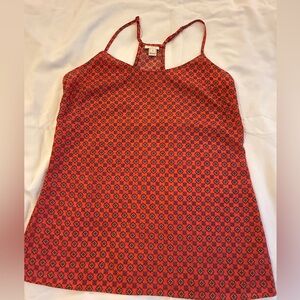 J. Crew Red and Black Patterned Halter Top size 2